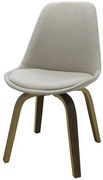 Cadeira Lis Eames Revestida Tecido Bege Base Madeira Mescla - 51148 Sun House