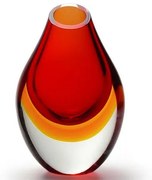 Gota Baixa Bicolor Vermelha com Âmbar Murano Cristais Cadoro