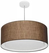 Lustre Pendente Cilíndrico Duplo Md-4291 Cúpula em Tecido 60x30cm Café - Bivolt