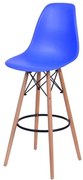 Banqueta Eames Polipropileno Azul Escuro Base Madeira - 54748 Sun House