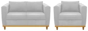 Kit Sofá 2 Lugares e Poltrona Europa Corano Branco ADJ Decor