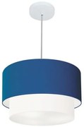 Pendente Cilíndrico Azul Marinho e Branco MJ-4160 Para Mesa de Jantar e Estar