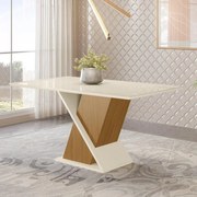 Mesa de Jantar Tampo de Vidro 160cm Solus Nature Off White