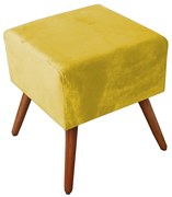 Puff Decorativo Quadrado Malu com Pés Palito Suede Amarelo