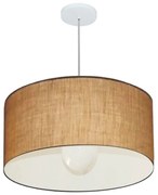 Lustre Pendente Cilíndrico Md-4207 Cúpula em Tecido 55x25cm Palha - Bivolt