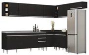 Armário de Cozinha Modulado de Canto 8 Peças CP27 com Pia Inox Preto -