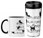 Kit Copo Viagem e Caneca Gato Musical Cat Lover