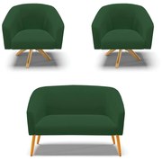 Namoradeira e 2 Poltronas Giratória MA30 Stella Veludo D03 - D'Rossi - Verde