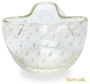 Vaso Trevo 3 Tela Transparente com Ouro Murano Cristais Cadoro