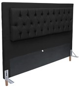 Cabeceira Cama Box Casal 140cm Paris Capitonê Suede Preto - Sheep Estofados - Preto