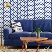 Papel de Parede Chevron Azul e Branco 0.52m x 3.00m