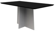 Mesa de Jantar Retangular Tampo com Vidro Angra 160 cm Preto Base Off White - D'Rossi