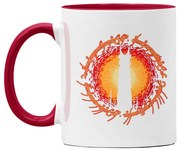 Caneca Mordor Ring Senhor dos Anéis Branca com Alça Vinho