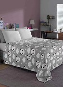 Manta Flannel 200 G/M² Panda Cinza Casal