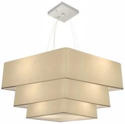 Lustre Pendente Triplo Quadrado Md-4165 Cúpula em Tecido Algodão Crú - Bivolt