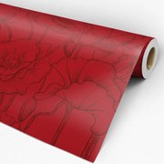 Papel de Parede Floral Vermelho 0.52m x 3.00m