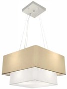 Lustre Pendente Duplo Quadrado Vivare Md-4157 Cúpula em Tecido 40x35cm Algodão Crú / Branco - Bivolt