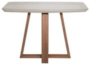 Mesa Bennett Tampo com Vidro Cor Off White Base Natural 115cm - 66982 Sun house