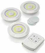 Kit 3 Lumin&aacute;ria L&acirc;mpada Led Spot Sem Fio Controle Remoto Para Quarto Cozinha Sala Jardim Escrit&oacute;rio Closet Guarda Roupa Arm&aacute;rio