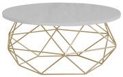 Mesa de Centro Coraline Tampo Branco Base Gold G41 - Gran Belo