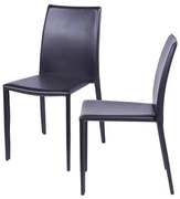 Kit com 2 Cadeiras Bali Estofada Marrom em Couro Ecologico - 64764 Sun House