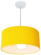 Lustre Pendente Cilíndrico 4052 Cúpula em Tecido 50x21cm Amarelo - Bivolt