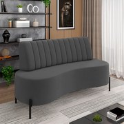 Sofá Living Decorativo 2 Lugares 1,35M Katara Pés de Ferro Veludo Grafite G33 - Gran Belo