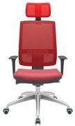 Cadeira Office Brizza Tela Vermelha Com Encosto Assento Vinil Vermelho Autocompensador 126cm - 63064 Sun House