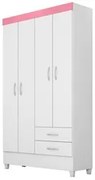 Guarda Roupa Flex 4 Portas 2 Gavetas Astro D02 Branco/Rosa/Branco - Mp