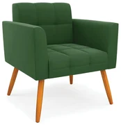 Poltrona Elisa Suede Pés Palito Castanho D'Rossi - Verde