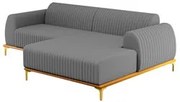 Sofá 245cm 4 Lugares com Chaise Direito Pés Gold Molino C-416 Linho Ci