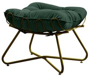 Puff Decorativo Sala de Estar Caim Base de Ferro Dourado Suede Verde G41 - Gran Belo