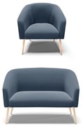 Namoradeira e Poltronas Pé Palito Natural Stella Suede Azul Marinho D03 - D'Rossi