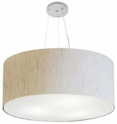 Lustre Pendente Cilíndrico Md-4074 Cúpula em Tecido 60x30cm Linho Bege - Bivolt