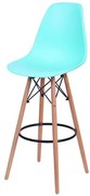 Banqueta Eames Polipropileno Verde Tiffanny Base Madeira - 59308 Sun House