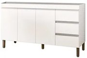 Balcão Gabinete Para Pia 150cm Sem Tampo 3 Portas Karen P14 Branco - M