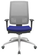 Cadeira Office Brizza Tela Cinza Assento Aero Azul Autocompensador Base Aluminio 120cm - 63782 Sun House