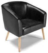 Poltrona Decorativa Pé Palito Natural Stella Sintético PU  D03 - D'Rossi - Preto