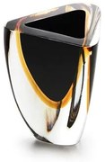 Vaso Triangular nº 4 Bicolor Preto com Âmbar Murano Cristais Cadoro