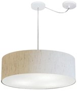 Lustre Pendente Cilíndrico Com Desvio De Centro Md-4259 Cúpula em Tecido 50x15cm Linho Bege - Bivolt