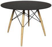 Mesa Sala de Jantar Gustave Redonda Tampo MDF Base Madeira Preto G56 - Gran Belo