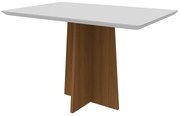 Mesa de Jantar Retangular Tampo com Vidro Angra 120 cm Off White Base Imbuia - D'Rossi