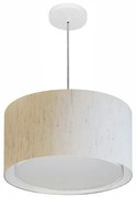 Lustre Pendente Cilíndrico Duplo Md-4290 Cúpula em Tecido 40x25cm Linho Bege - Bivolt