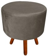 Puff Banqueta Decorativa Dora Redondo Suede Marrom Rato - D'Rossi