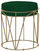 Puff Decorativo Sala de Estar Base Gold Chloe Suede Verde G41 - Gran Belo