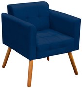 Poltrona Decorativa Pés Palito Karen Suede Azul Marinho G19 - Gran Belo