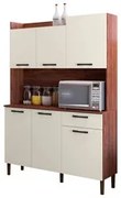 Armário de Cozinha Compacta 121cm Pádua K02 Nogueira/Off White - Mpoze