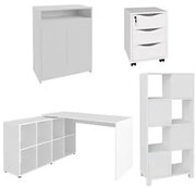 Conjunto Escritório Home Office 4 Peças Side A06 Branco - Mpozenato