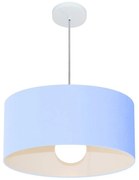 Lustre Pendente Cilíndrico 4052 Cúpula em Tecido 50x21cm Azul Bebê - Bivolt