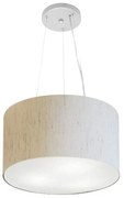 Lustre Pendente Cilíndrico Md-4009 Cúpula em Tecido 40x21cm Linho Bege - Bivolt